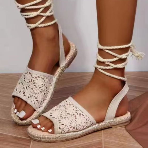 Sandalias de boca de pez para mujer, chanclas, playa, punta abierta, verano, vendaje, zapatos planos Wmkox8yii nm9167