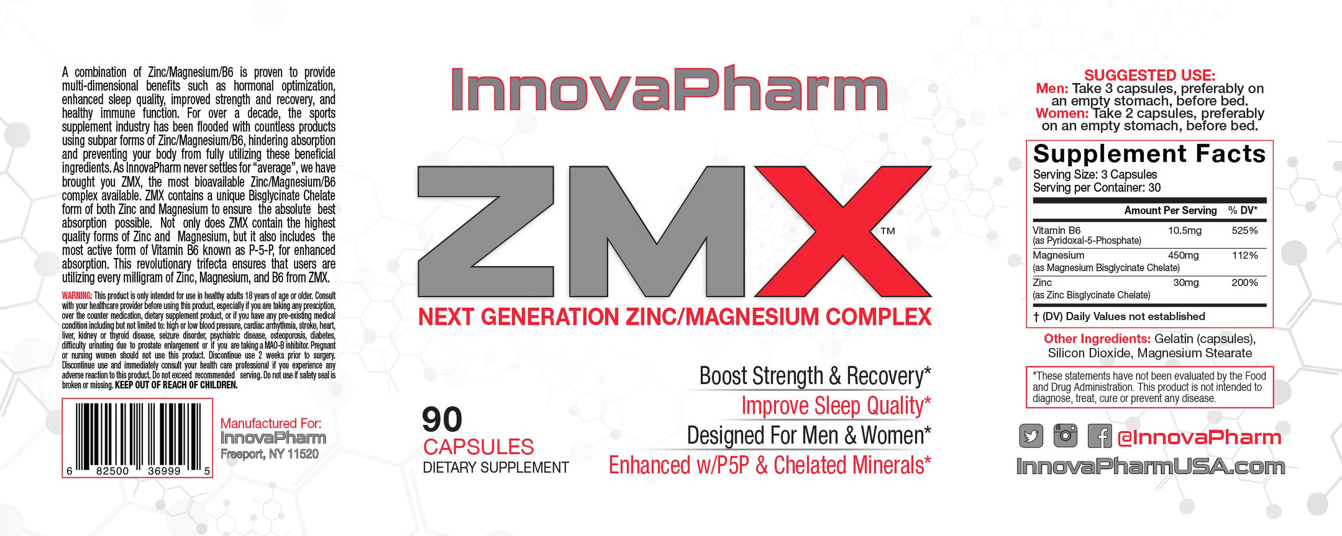 Innovapharm ZMX Zinc/ Magnesium Complex (90 capsules)