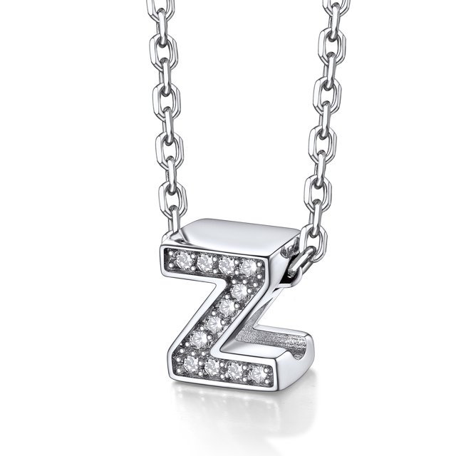 Collar inicial de plata esterlina Silvora con circonita cúbica letra Z colgante para niñas adolescentes