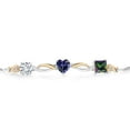 thumbnail image 2 of Gem Stone King 925 Silver and 10K Yellow Gold Blue Iolite Green Mystic Topaz and Lab Grown Diamond Tennis Bracelet for Women By Keren Hanan (1.88 cttw, Adjustable up To 9 inch), 2 of 4