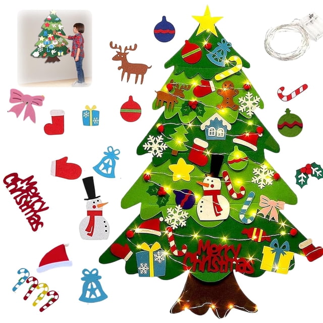 Árbol de Navidad Montessori de Fieltro BCBU 100 cm Set DIY con Luces
