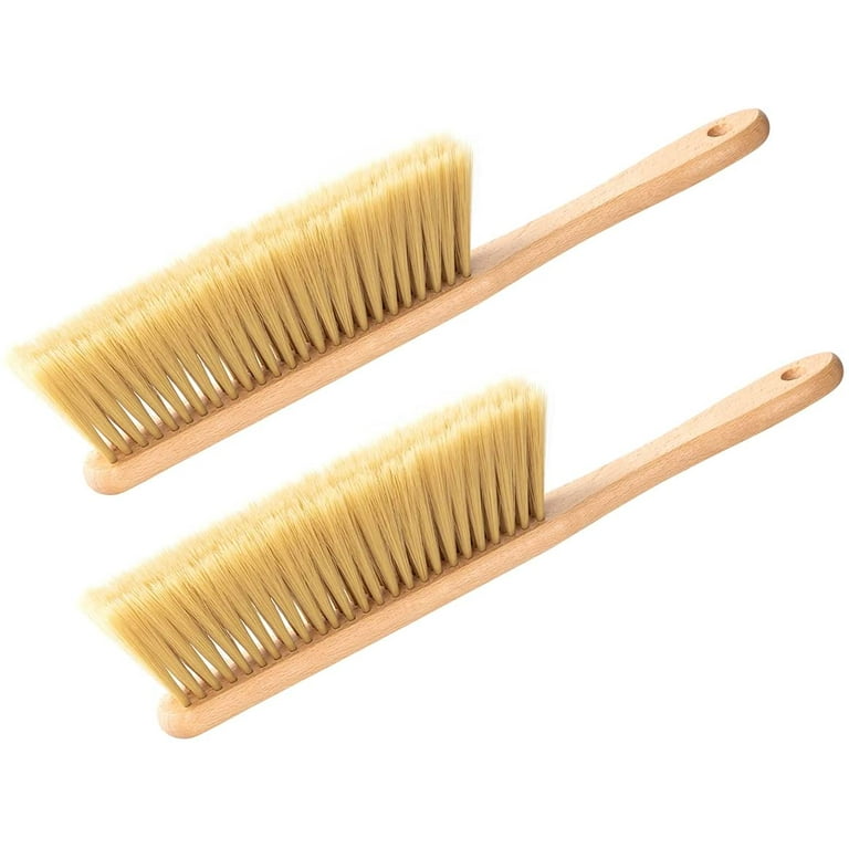 Hand Broom Cleaning Brushes With Wooden Handle-Soft Bristles Dusting Brush  For Cleaning Car/Bed/Couch/Draft/Garden/Furniture/Clothes 2Packs 
