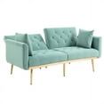 thumbnail image 6 of Loveseat Sofa, Accent Sofa with Adjustable Backrest, Armrest, Velvet Sofa with Rose Gold Metal Feet, Folding Sleeper Sofa Couches for Living Room Bedroom Office, Mint Green, 6 of 7