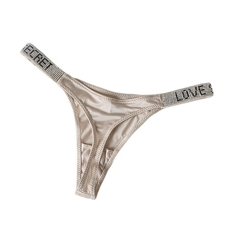 

Women Thong Low Waist Leopard Print Breathable Shiny Rhinestone T-Back Anti-septic High Fork T-Shaped Letter Print Lady Briefs for Inner Wear
