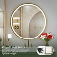 thumbnail image 5 of FTOTI 24 inch Round LED Bathroom Mirror - Gold Metal Frame, Anti-Fog, Dimmable,Wall Mounted Vanity Mirror, 5 of 8