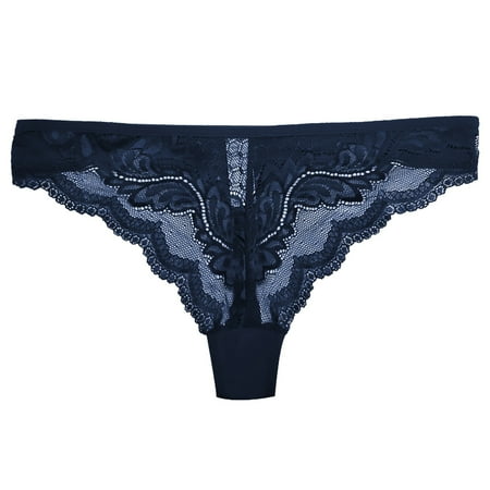 

Women Solid Color Sexy Lace Elastic Hollow Low Rise G-String Underpants