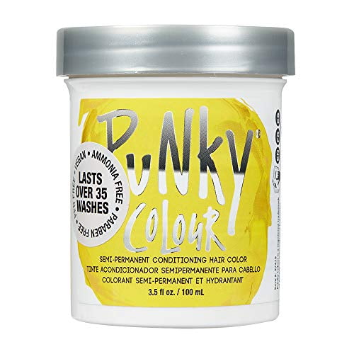 Punky Bright Yellow Semi Permanent Conditioning Hair Color, Non-Damaging Hair Dye, Vegan, PPD and Paraben Free, Transforms to Vibrant Hair Color, Easy To Use and Apply Hair Tint, lasts up to