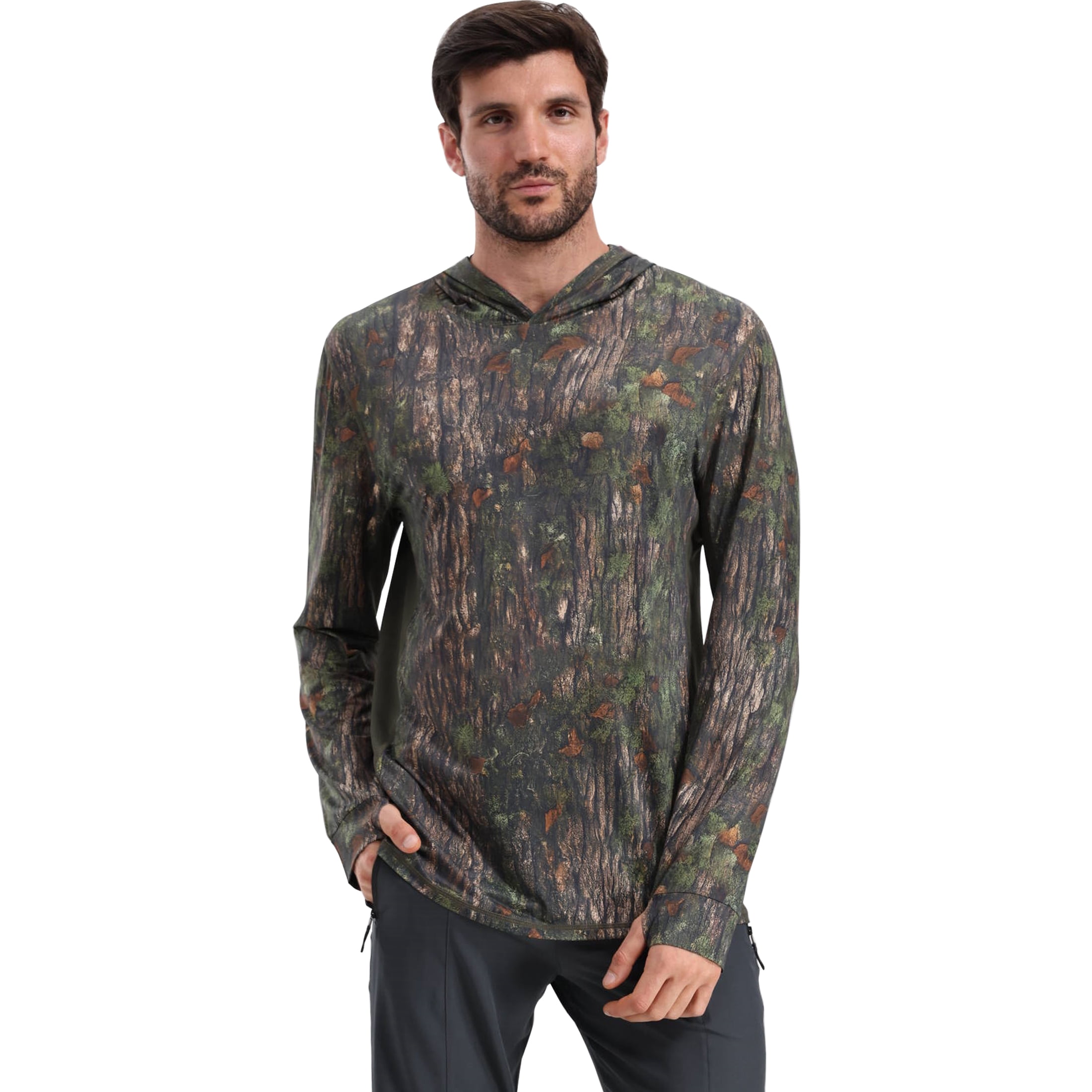 RPOVIG Camo Hunting Long-Sleeve Hooded Sweatshirt for Men UPF 50+ Fishing Hiking Camp Shirt,S-3XL