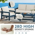 thumbnail image 5 of JUSTLET 3 Pieces HDPE Patio Furniture Set, Outdoor Patio Conversation Sets with Thick Cushion, 2 Armchair, 1 Side Table for Balcony, Backyard, Poolside, Porch, Navy Frame with Khaki Cushion, 5 of 8