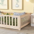 thumbnail image 4 of Miniyam Wood Twin Size Floor Bed with Safety Guardrails, Montessori Bed for Toddler, Natural, 4 of 8