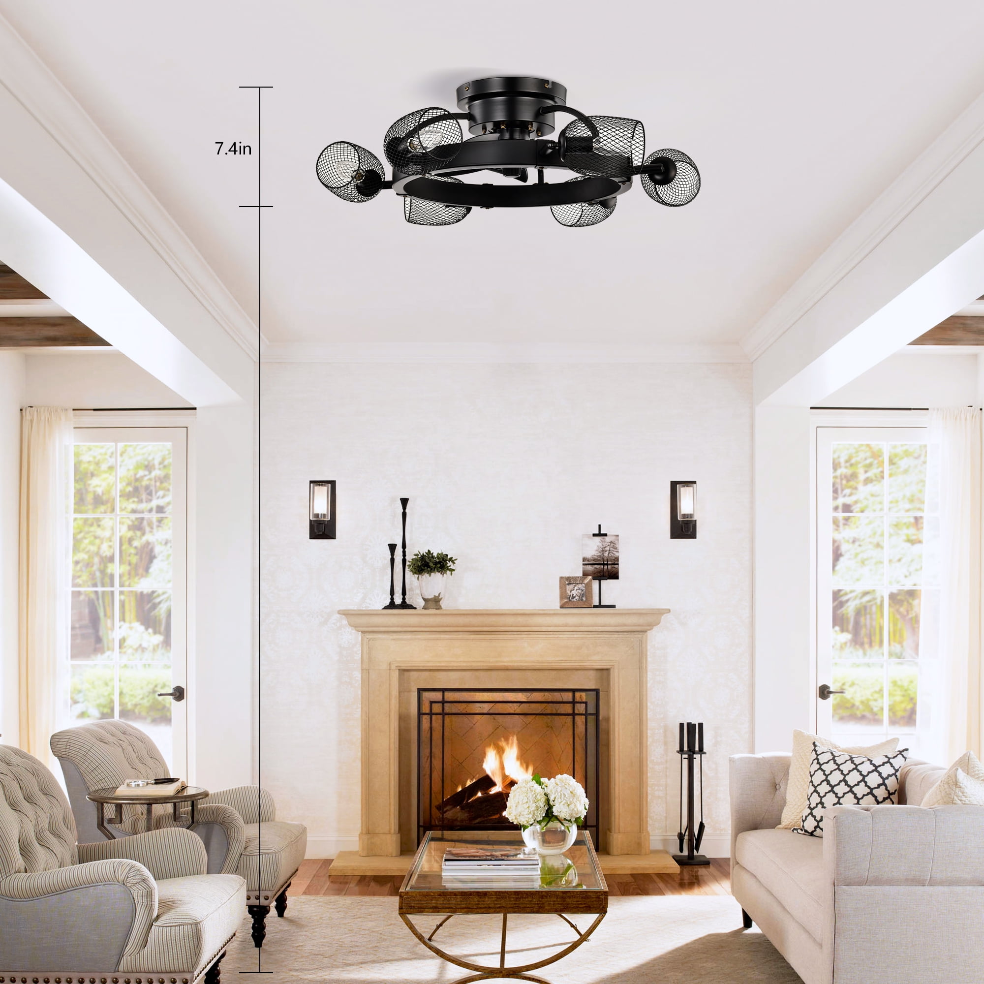 Izzovium 25.8'' Industrial Ceiling Fan with 5 ABS Blades and Remote, Matte Black, for Home and Office Use