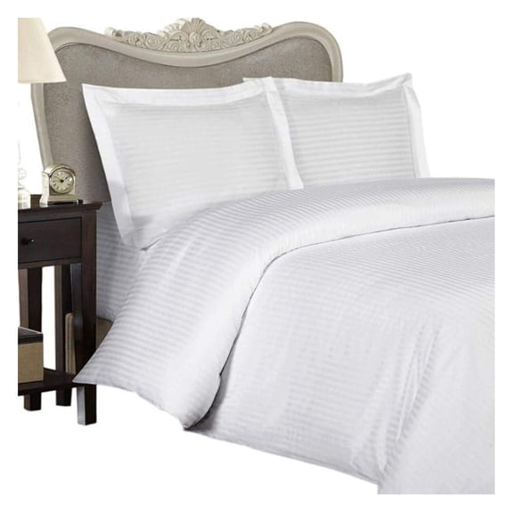 King Size, White Damask Stripe, 1000 Thread Count / 1000TC Sateen Weave Long Staple 100-Percent Ultra Soft Egyptian Cotton 4 Piece Bed Sheet Set. Inlcudes 2 Pillow Cases (Deep Pocket)