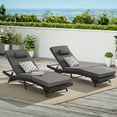 thumbnail image 2 of PAPROOS Outdoor Chaise Lounge Chair Set of 2, Wicker Outdoor Lounger Recliner with Cushions and 5-Level Adjustment Backrest, Modern Patio Lounge Chair for Poolside, Garden, Dark Grey, 2 of 9