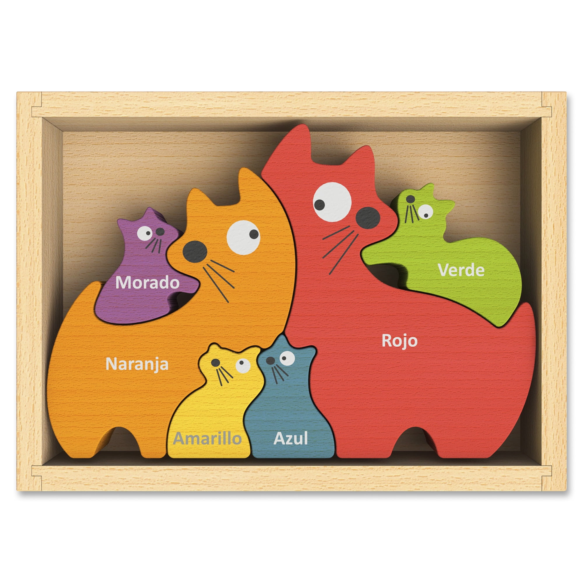 family cats　0308 BeginAgain Toys Cat Family Bilingual Puzzle - Walmart.com