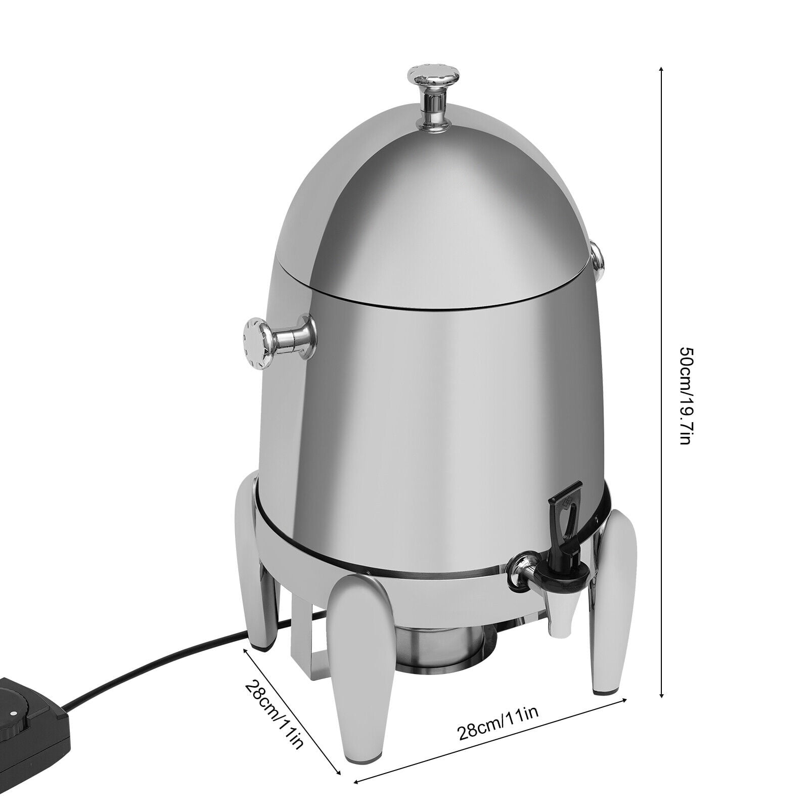 3.2 Gal Hot & Cold Beverage Dispenser, Stainless Steel, Electric & Alcohol Lamp Heating, Ice Refrigeration, Ideal for Parties, Cafes, and Restaurants