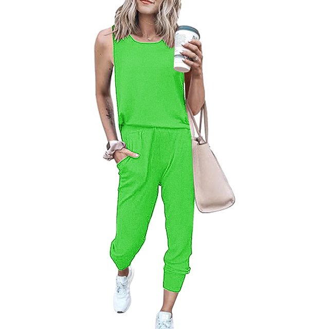 SDNall Ensemble Mode Décontractée Sans Manches pour Femmes avec Haut et Pantalon