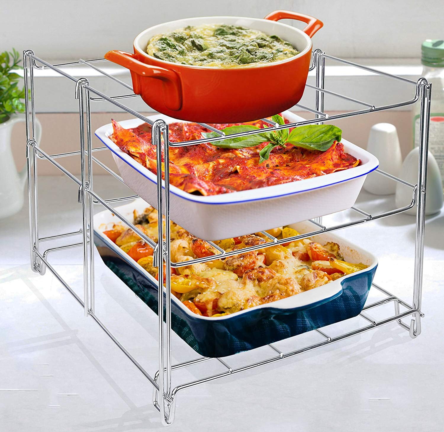 3 Tier Oven Baking And Cooling Rack, Three level oven rack made of durable chrome plated steel