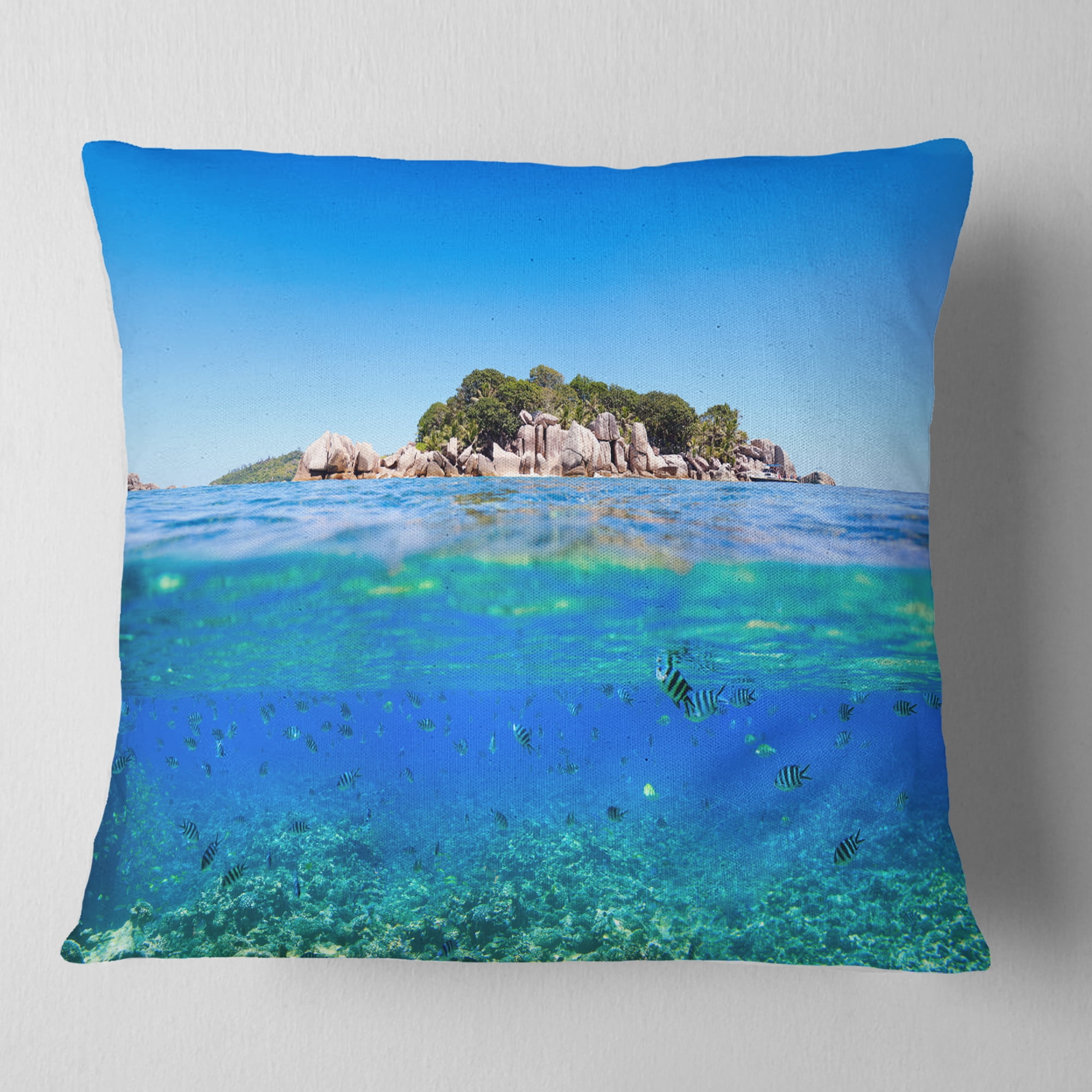 Designart Under and Above the Waters - Seascape Throw Pillow - 18x18