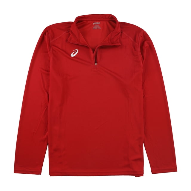 ASICS Mens Solid Henley Shirt, Red, Small