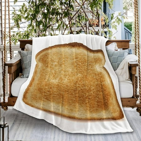 

Toast Breakfast Sofa Throw Blanket Flannel Super Soft Fleece Beach Picnic Bedspread Home Decor All Season for Baby Dog Bed Couch Living Room Medium 60x50In（Travel） Teens