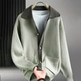 thumbnail image 2 of VNKIDY Men's Sweater Coat Autumn Winter Oversized Solid Color Contrast Collar Ribbed Knit Cardigan Long Sleeve Button Front Coat With Patch Pockets For Cold Weather Daily Wear Minimalist Knitwear, 2 of 3