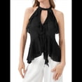 thumbnail image 1 of Camisola con Volantes y Cuello Halter para Mujer Negro L, 1 of 10