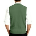 thumbnail image 4 of Resicozy Men's Sweater Vest Solid Color V-Neck Sleeveless Knitted Button Down Cardigan Big and Tall Vest Army Green M, 4 of 6