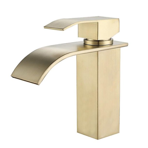 Promoción de invierno, grifo mezclador de lavabo de cascada de acero inoxidable dorado, grifo de baño de cocina de agua fría y caliente ajustable, diseño elegante