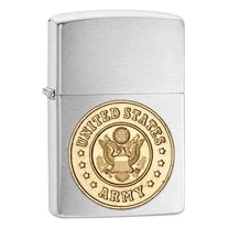 ZippoArmy Crest Emblem Brushed Chrome Finish Genuine Lighter