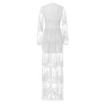 thumbnail image 5 of ANINEO Womens V-Neck Button Fashion Lace Long Dress Long Sleeve Wave Dress, 5 of 9