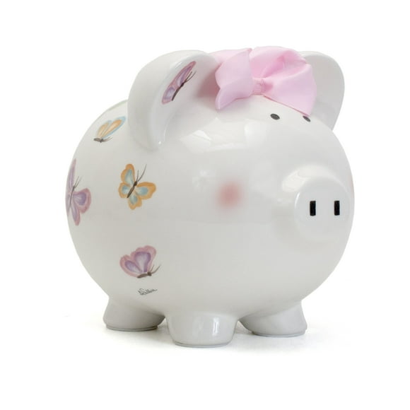 Child to Cherish Ceramic Piggy Bank for Girls, Petite Papillon Butterfly