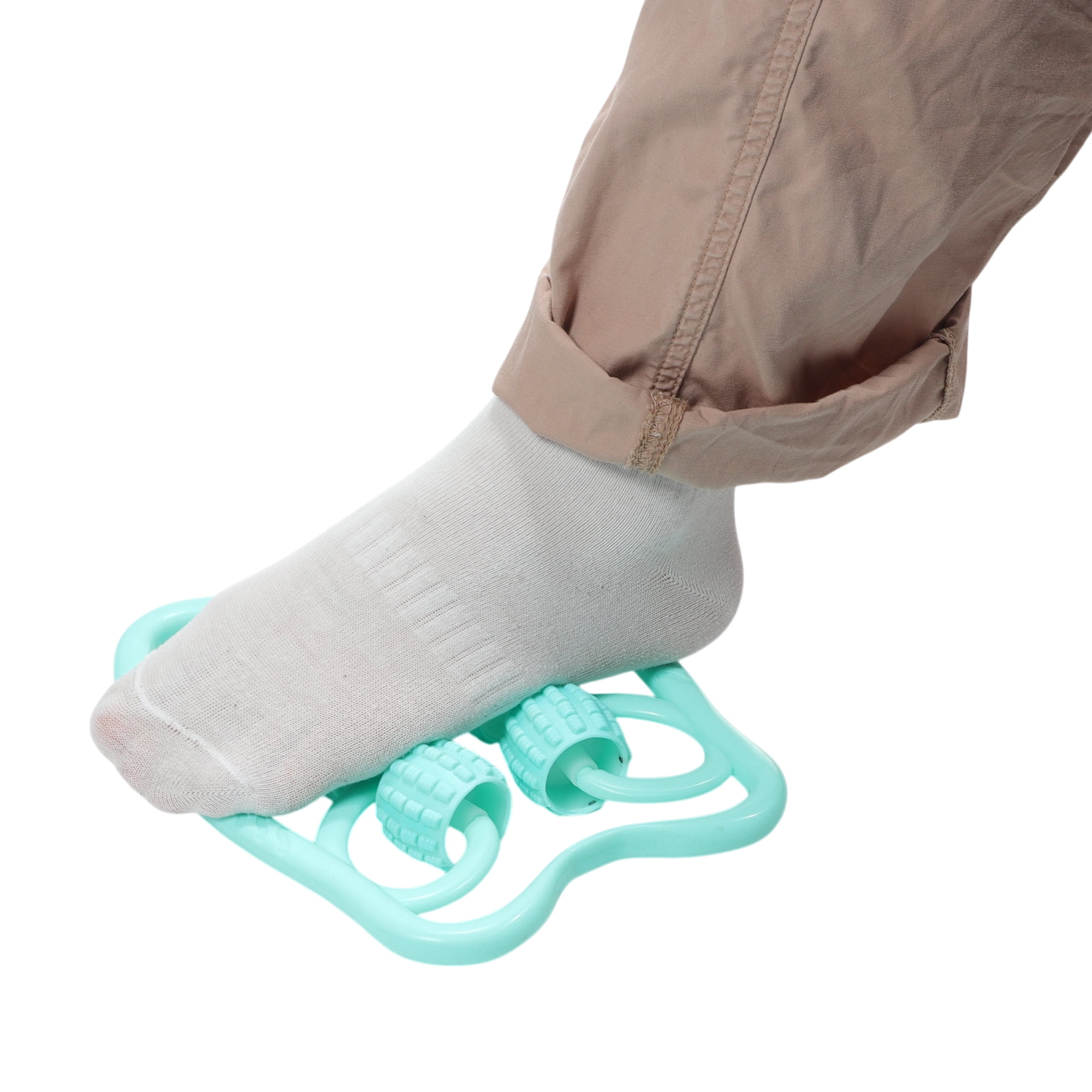 Unique Bargains Durable Useful 1 Pc Durable Six Wheel Foot Massager for Home Blue Green