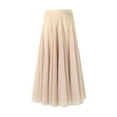 thumbnail image 3 of Topvent Womens Skirts Women's Pleated Skirt Mesh Skirt Fairy Skirt Mid Length Long Skirt Dance Skirt Beige L, 3 of 3