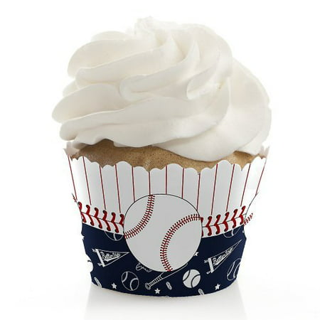 Batter Up - Baseball - Baby Shower or Birthday Party Cupcake Wrappers - Set of