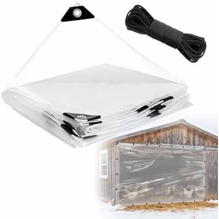 6.6x10ft Clear Tarp Heavy Duty Waterproof for Patio Winterizing - 5 mil Anti-Tear Snowproof & Windproof Clear Plastic Tarps with Grommets for Winter Garden Patio Enclosure Chicken Coop