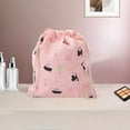 thumbnail image 5 of Unique Bargains 1 Pc Medium Black Cat Pear Drawstring Makeup Bag for Travel Pink Polyester, 5 of 6