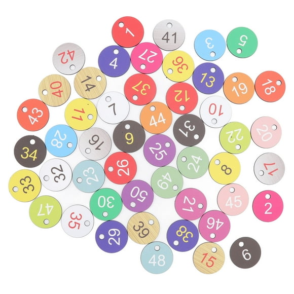 Round Number Labels, 50Pcs Number Tags Plastic Colorful Lightweight For Livestock Farming 1-50