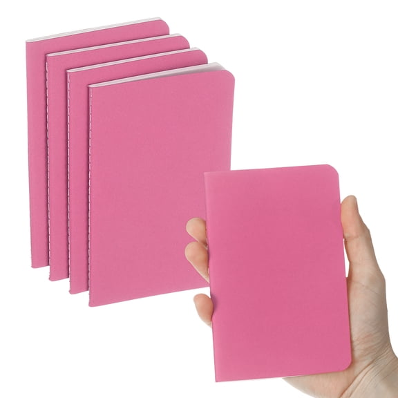 4 Pack A6 Notebook, A6 Journal Mini Notebook Pocket Kraft Memo Notepads Lined Sketchbook Small 3.5x5.5 Inch 30 Sheets for Men Women Office Supplies Purse Travelers, Hot Pink