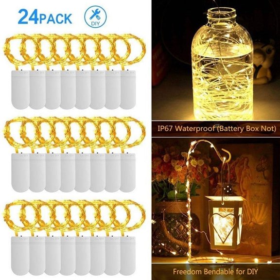 Dicasser 1/10/24 Pack LED Fairy Lights Battery Operated 10 LED Fairy String Lights 3.3FT Waterproof Silver Copper Wire LED Party Lights for Wedding Mason Jars Crafts Christmas DIY