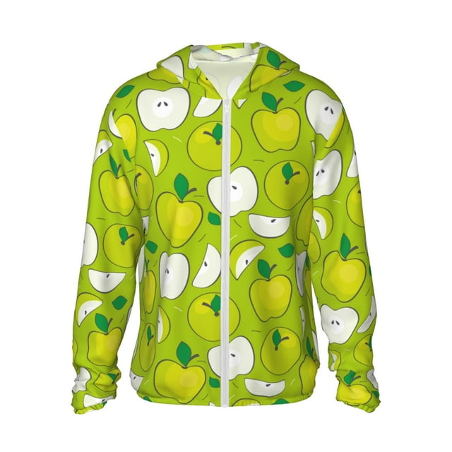 Balery Green Apple Sudadera ligera de manga larga con capucha y protección solar UPF 50+ para hombre y mujer, ideal para pesca y running-3X-Large