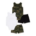 Garanimals Baby Boy Tank Bodysuits and Shorts Outfit Set, 4Piece