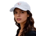 thumbnail image 3 of Vintage Washed Baseball Cap, Hand Embroidered Flower Design Trucker Style Hat, Adjustable Sun Hat for Women Men, Casual Outdoor Unisex Cap for Daily Wear - White, 3 of 4