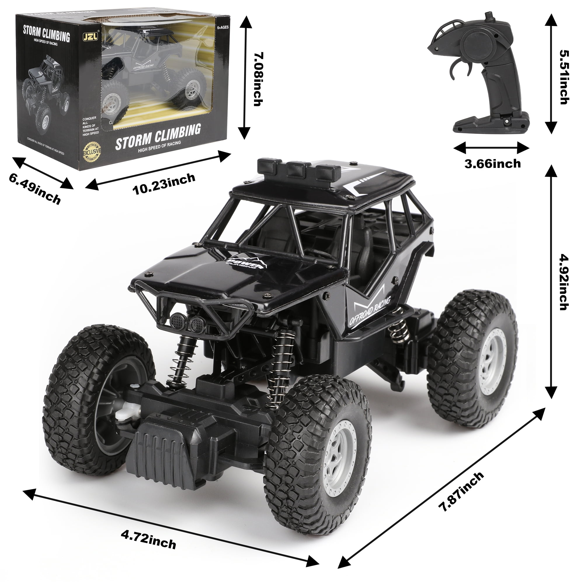 Carsky Remote Control Cars 1/18 Scale, Race Car Toys for Boys Kids 6-12 Years Old, RC High Speed 20-40KM/H Electric All Terrain Off-Road Monster Truck.（Black）