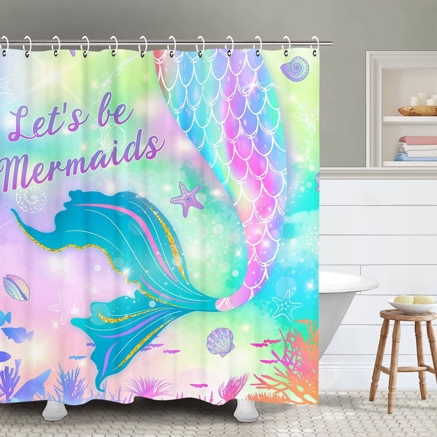 Mermaid Scale Shower Curtain, Mermaid Shower Curtain, Ocean Themed