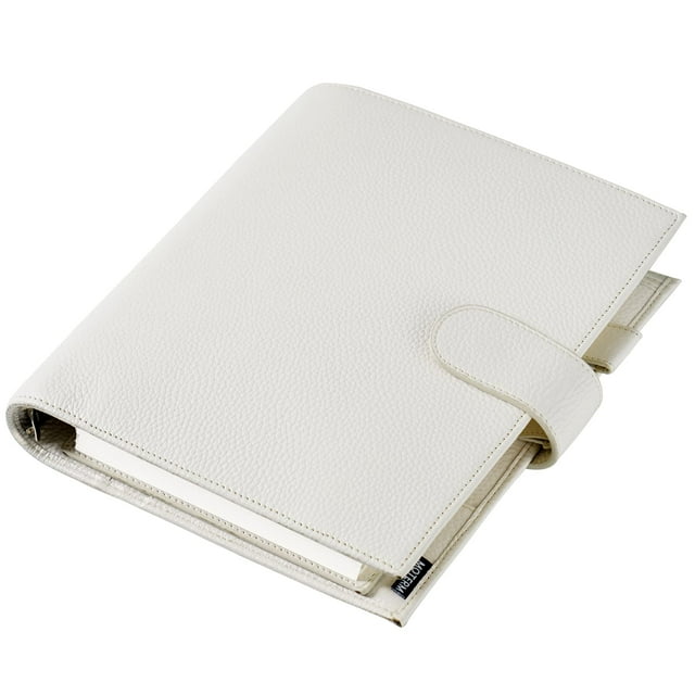 Moterm A5 Luxe Anneaux Planificateur - Organisateur de Reliure en Cuir Véritable (Anneau 30 mm, Galet-Crème)