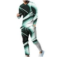 thumbnail image 2 of Wavsuf 2pcs Jogger Set Men Long Sweatsuits Sets for Mens Tight Sweatshirt and Sweatpants Green Size M, 2 of 5