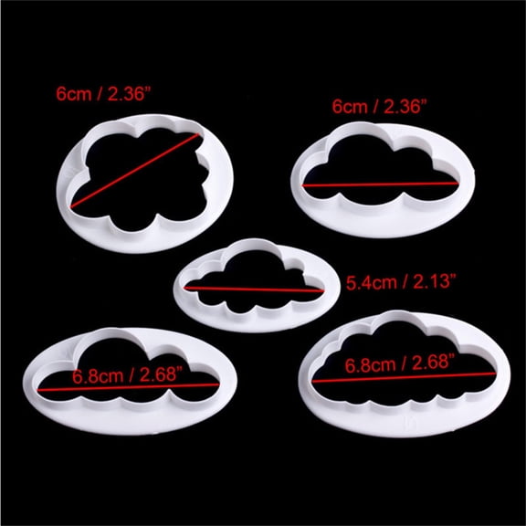 Wovilon Silicone Molds Cake Mold 5Pcs Cloud Cake Mold Sugar Cake Decorative Printing Die Cutting Mold Silicone Molds For Baking