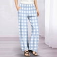 thumbnail image 2 of Frostluinai Plaid Pants Kids Girls Casual Wide Leg Pants Elatic Waist Baggy Straight Leg Trousers Funny Color Block Lounge Pants with Pocket, 2 of 9