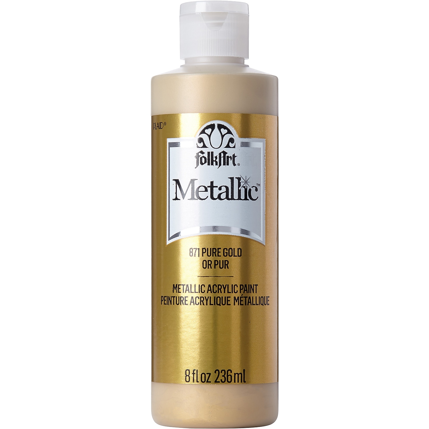 FolkArt Acrylic Paint Metallic 8oz. Pure Gold 3/Pack (FLK871-3)