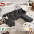 thumbnail image 2 of FIONA’S MAGIC Modular Sectional Couch, 7 Seats L Shaped Couch with Storage, Modern Chenille Sofa Set with USB Charging Ports, Comfy Couches with Chaise for Living Room, Office, Dark Grey, 2 of 8